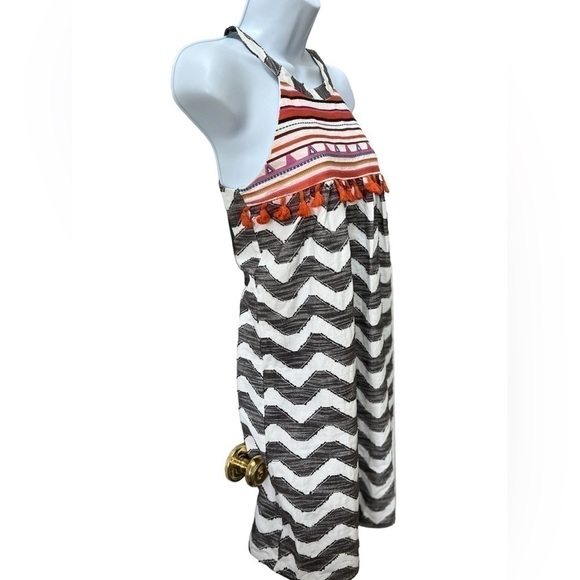 Anthropologie THML Embroidered Dress Sleeveless XS Chevron  Lined Spring Summer - Picture 2 of 11